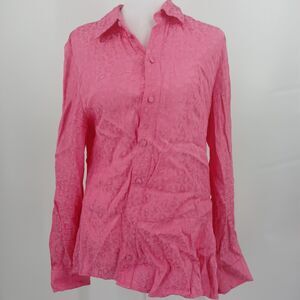 womans Koché pink leopard Animal Print Long Sleeve Asymmetric Button-Up Shirt